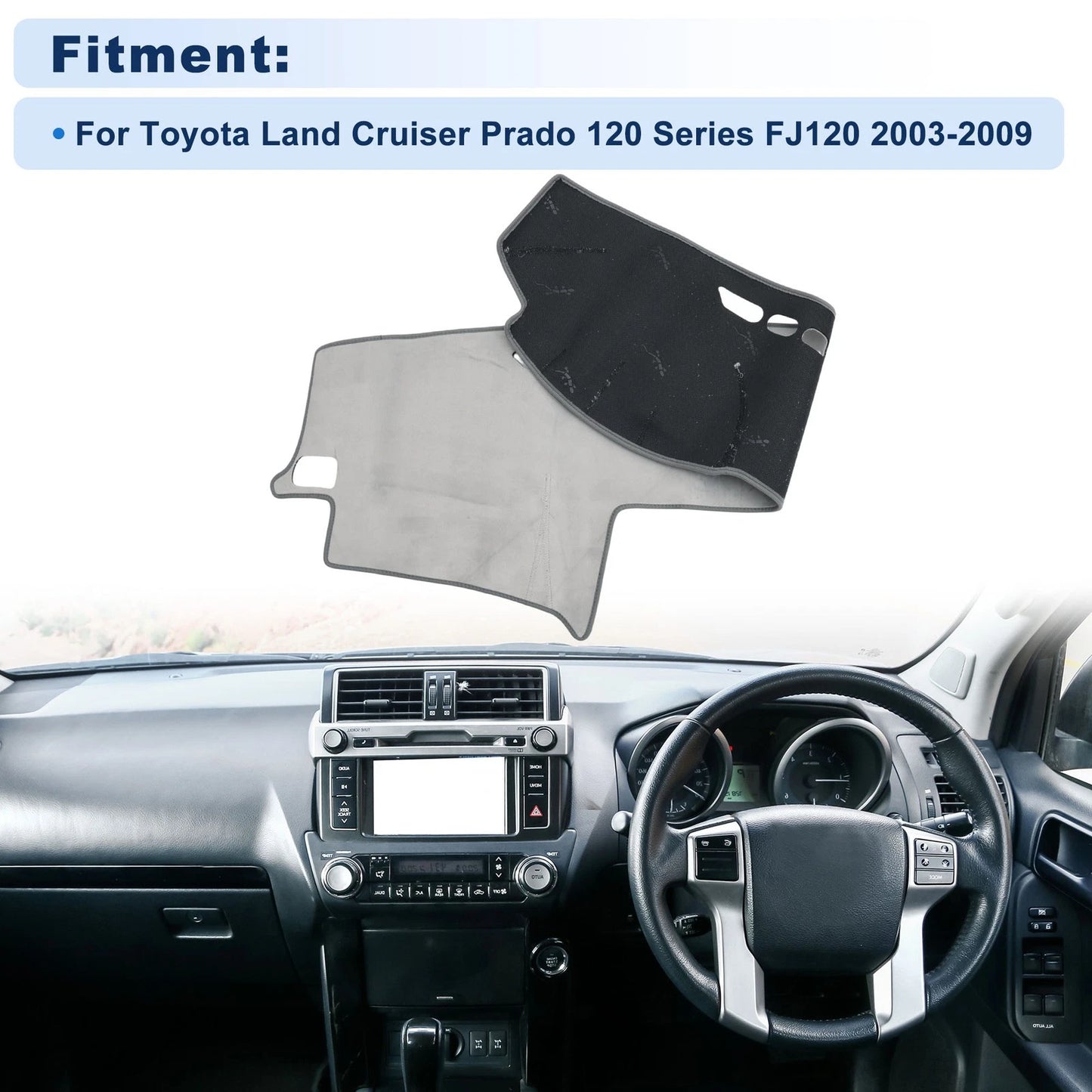 Dash Cover for Toyota Land Cruiser Prado 120 Series FJ120 (2003–2009) Gray Set of 1