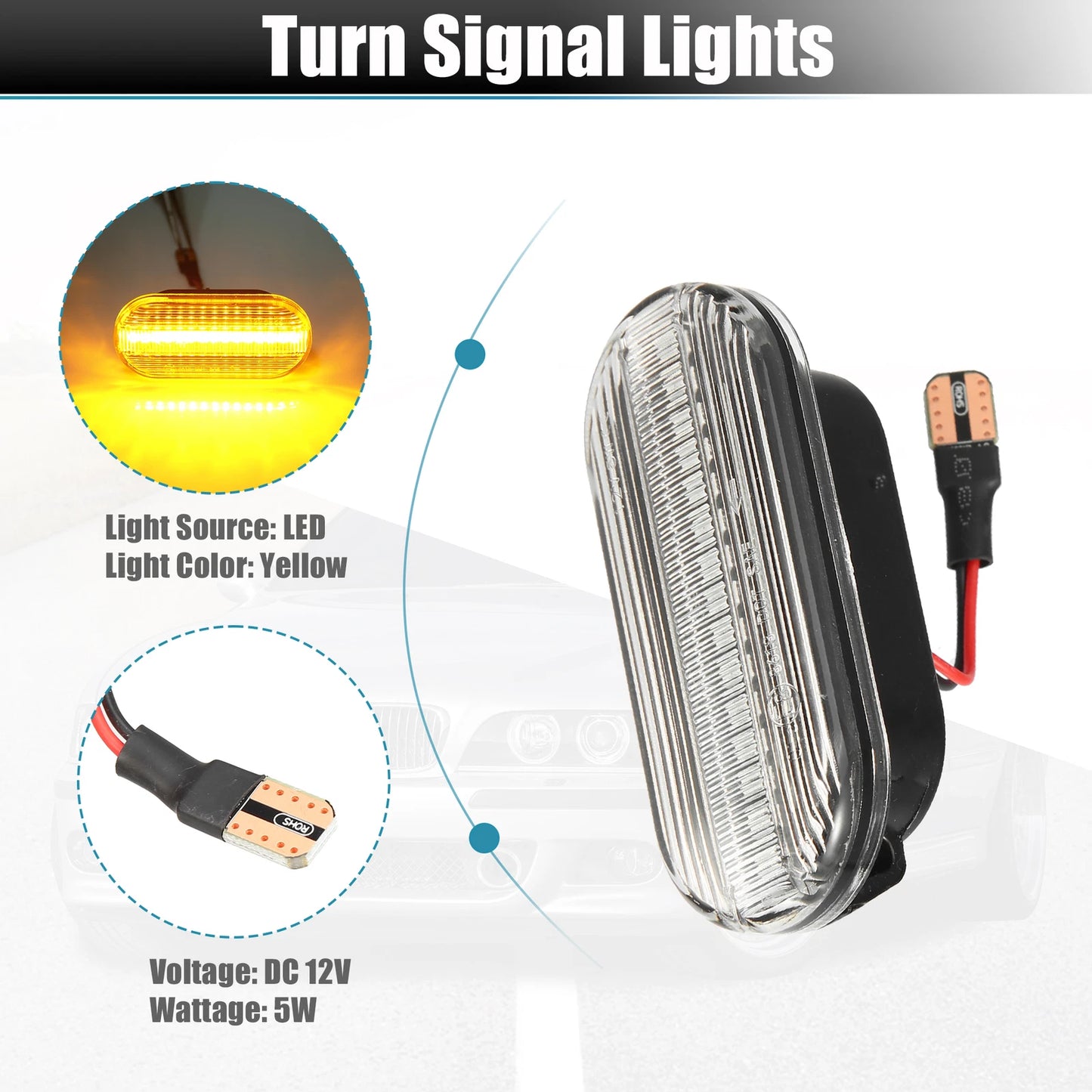2X LED Side Marker Turn Signal Lights for Ford (Clear) (Part # 4M5A13K309AA)