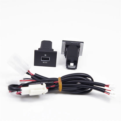 Black USB-A QC3.0 & USB-C PD Fast Charger Socket for Ford Focus (2005-2009)