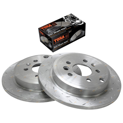 2 Rear Slotted Drilled Disc Rotors + Brake Pads for Ford Falcon BA BF (2002–2012)
