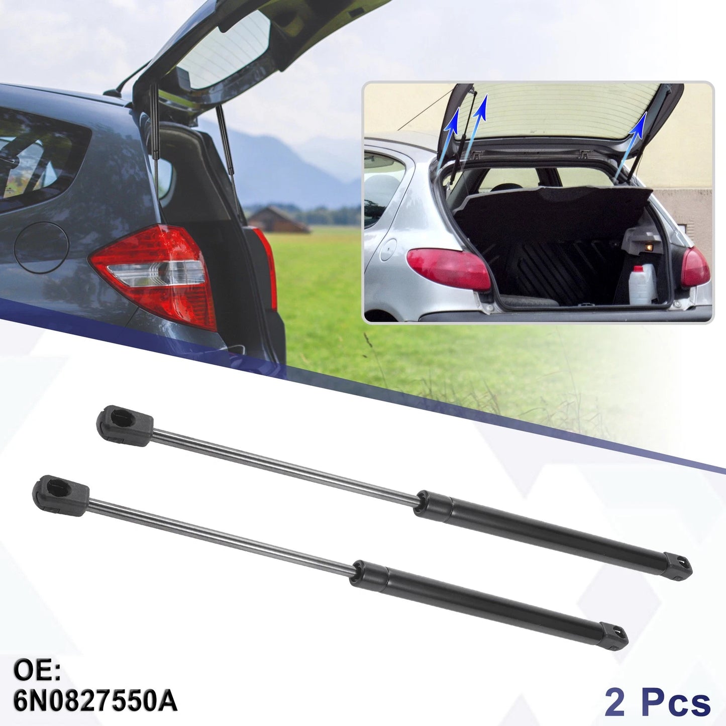 2Pcs Rear Hatch Lift Support Gas Struts for VW Polo (1994–2002) No.6N0827550A