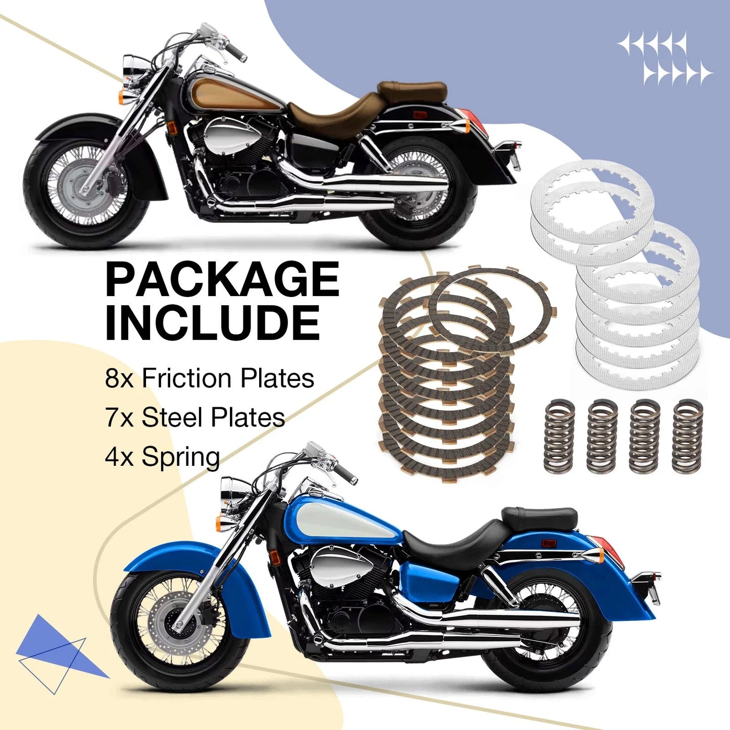 Clutch Friction Steel Plates Kit for Honda Shadow Spirit 750 (2007–2014)