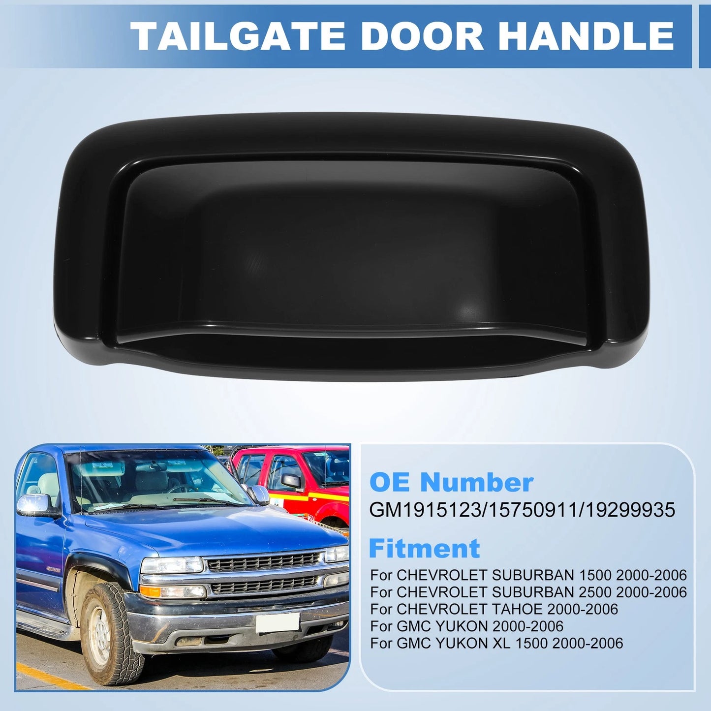 Tailgate Door Handle for Chevy Tahoe Suburban 1500 GMC Yukon (2000–2006) Gloss Black