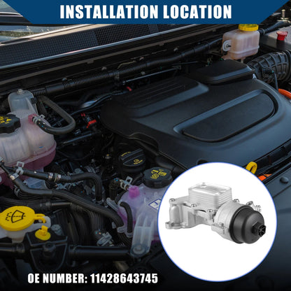Engine Oil Cooler Replacement for BMW Mini Cooper Silver Tone