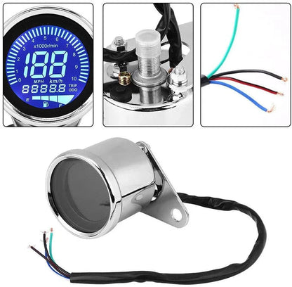 Digital Speedometer Tachometer Gauge for Universal Motorcycle 12V