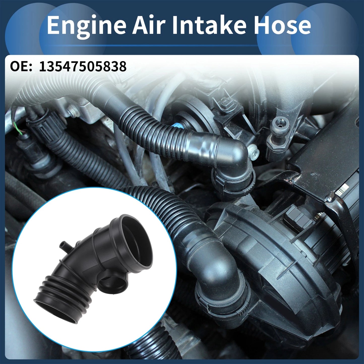 Set of 1 Engine Air Intake Hose for BMW 530i (2001–2003) No. 13547505838 Rubber