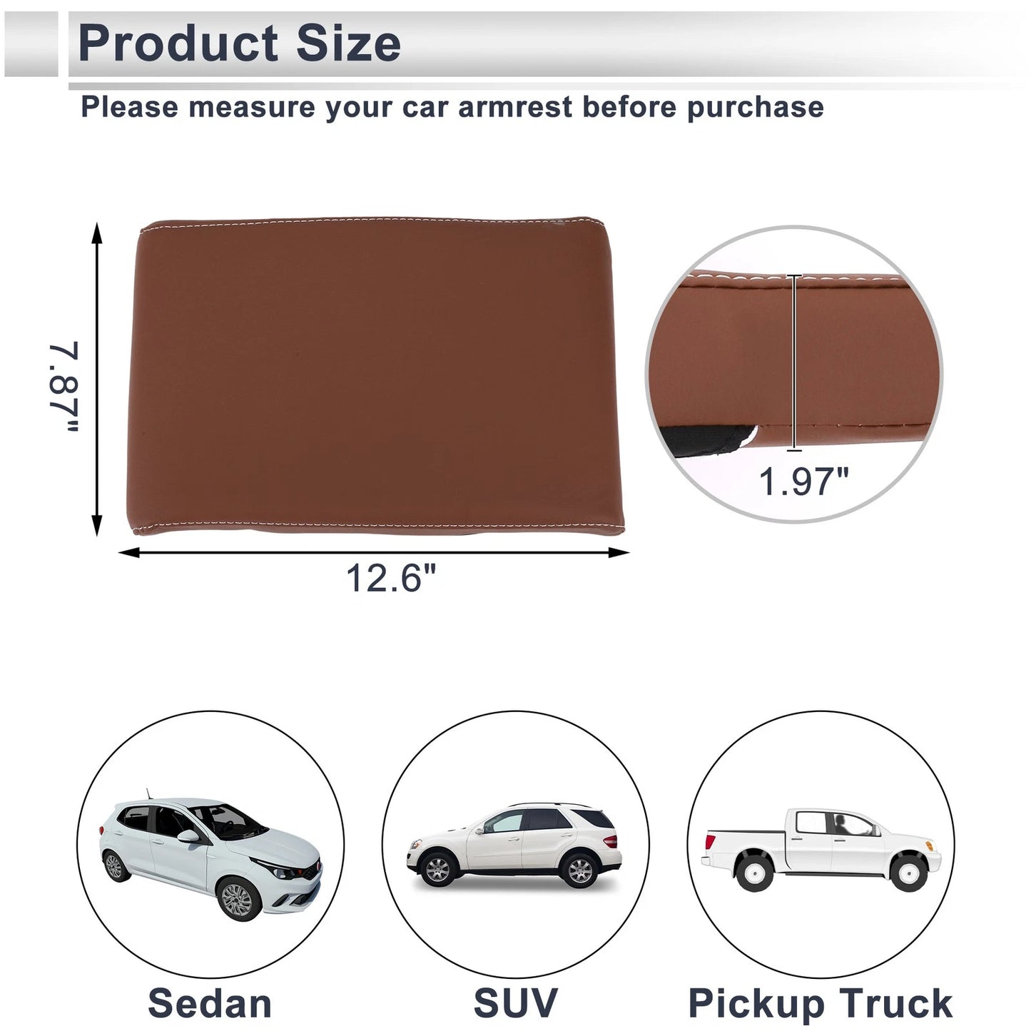 Center Console Cover for Car (12.6"x7.87"x1.97", Light Brown)
