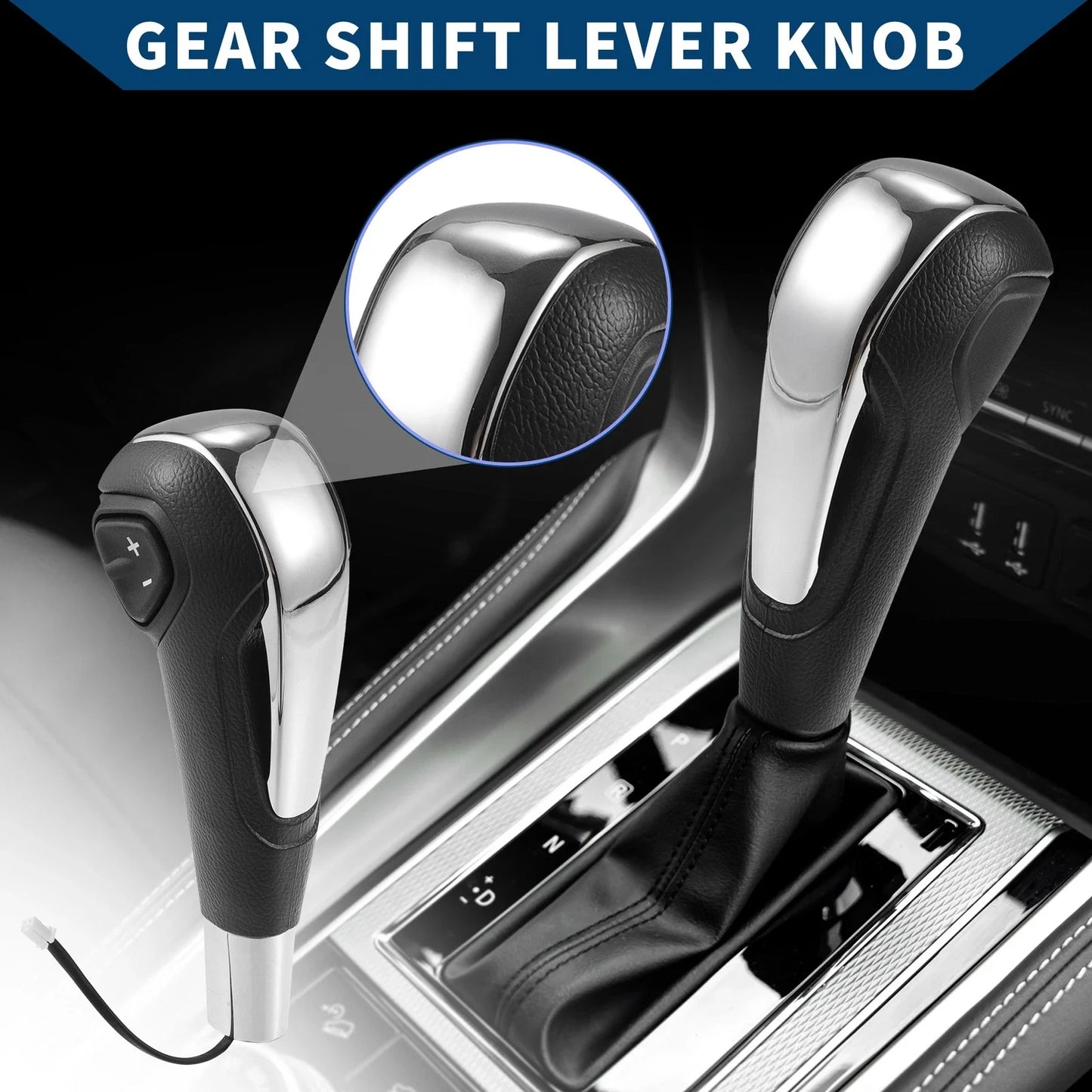 Automatic Gear Shift Knob for Chevrolet Aveo 2011-2017 Faux Leather Silver Tone