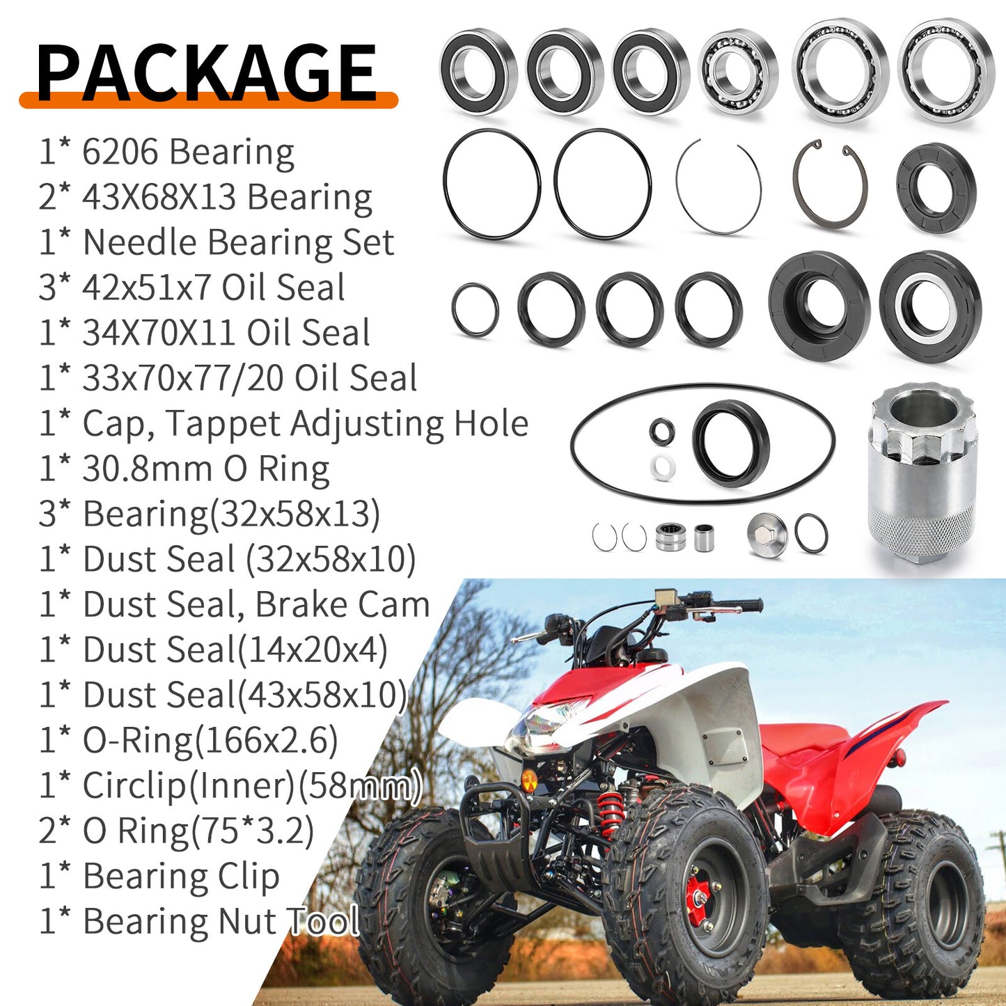 Rear Differential & Axle Bearing Seal Kit for Honda Recon 250 (2002–2023)