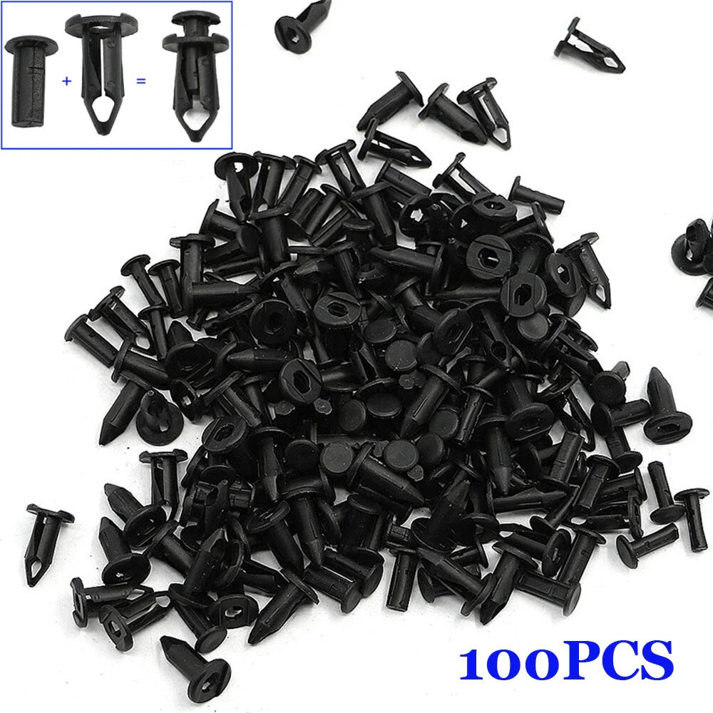 100pcs Car Plastic Rivets Fastener Fenders Bumper Push Pin Clips for ATV UTV