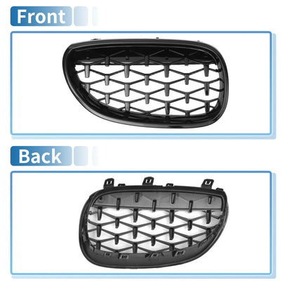 Pair Front Hood Bumper Grille for BMW 5 Series E60 (2004-2009) Black