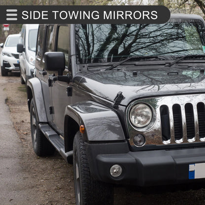 Set of 2 Tow Mirrors for Jeep Wrangler (2007–2017) No. 55077967AB/55077966AB