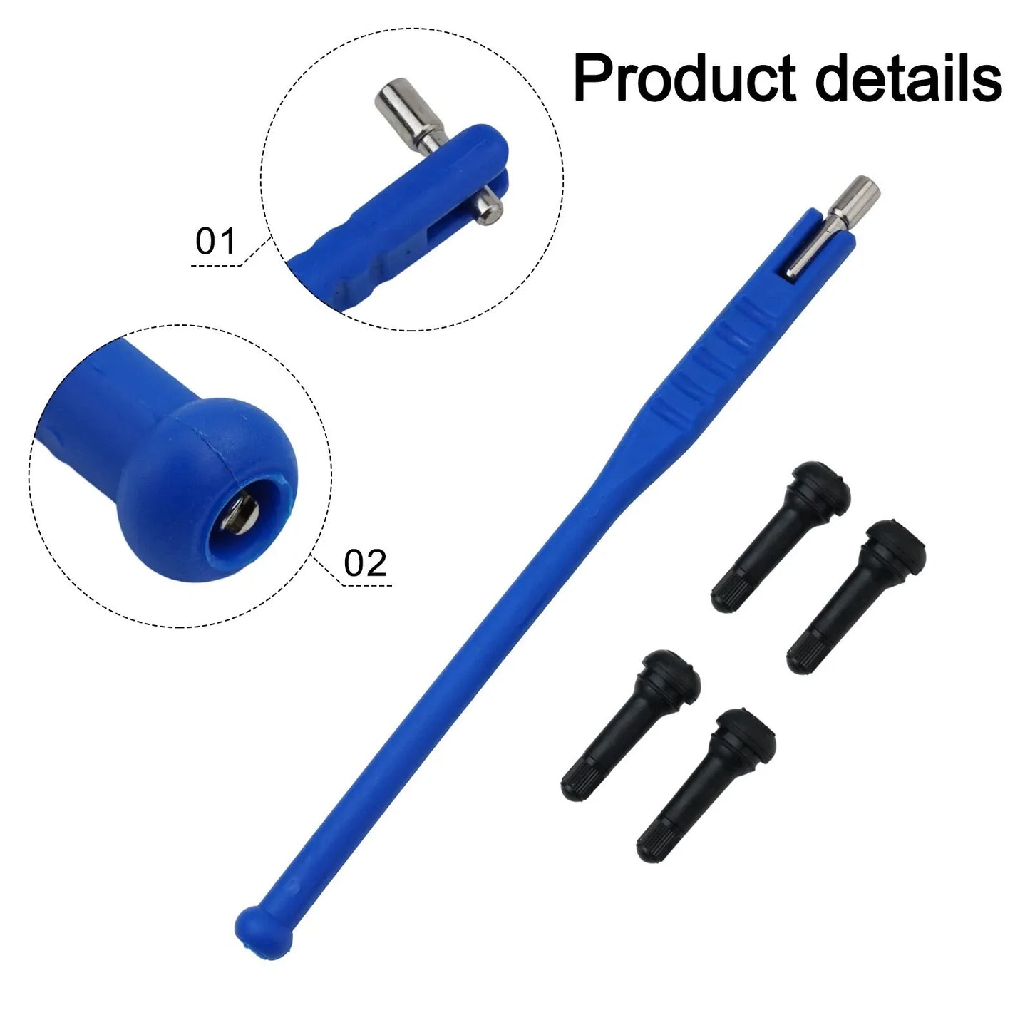 5 x TR414 Rubber Tire Valves with Puller Tool