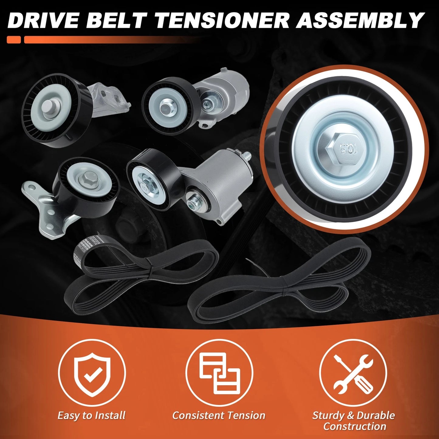 Drive Belt Tensioner Idler Pulley Kit for VW Golf Jetta Rabbit (2006–2010)