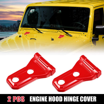 2pcs Engine Hood Hinge Trim Cover for Jeep Wrangler JL JLU (2018–2021) Red