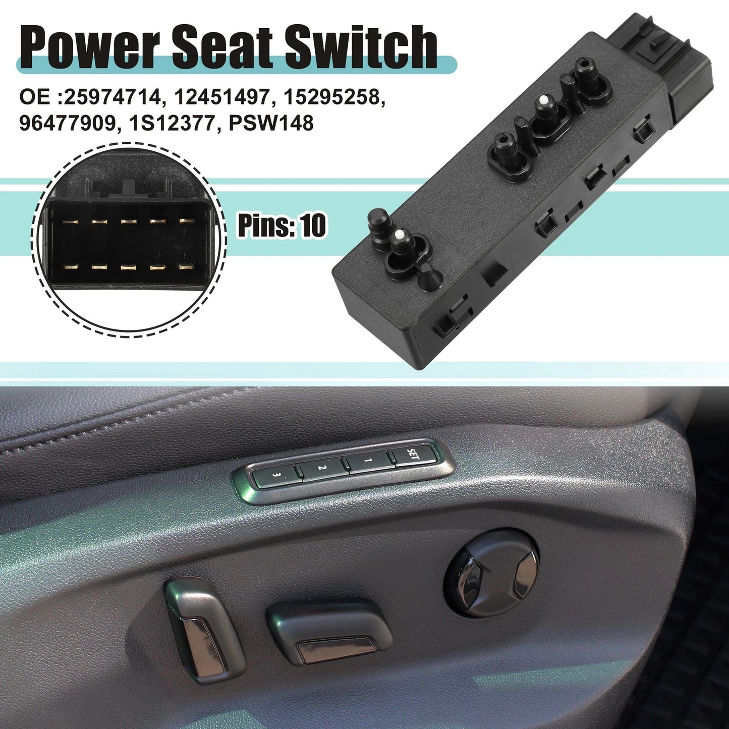 Power Seat Switch for Chevrolet Camaro (2010–2015) 25974714