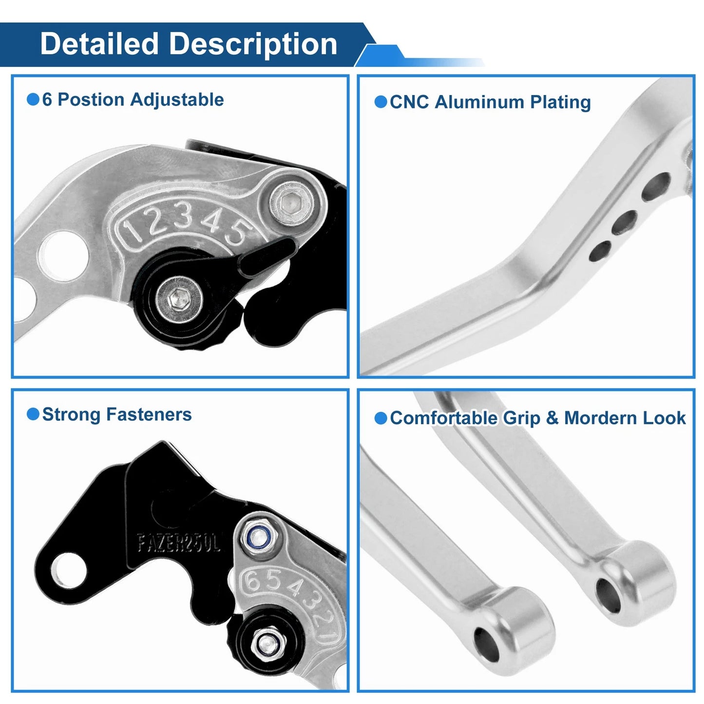 6-Speed Adjustable Brake Clutch Levers for Yamaha Raptor 660 (2001–2004)