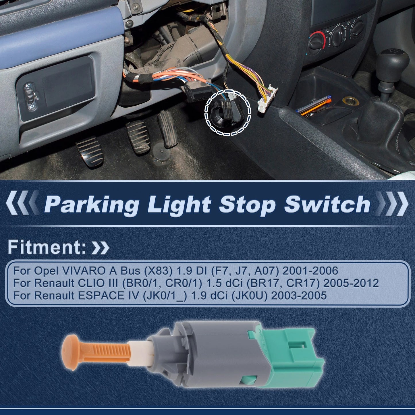 Brake Light Switch for Opel Vivaro A Bus (X83) 1.9 DI (2001–2006) 4414818