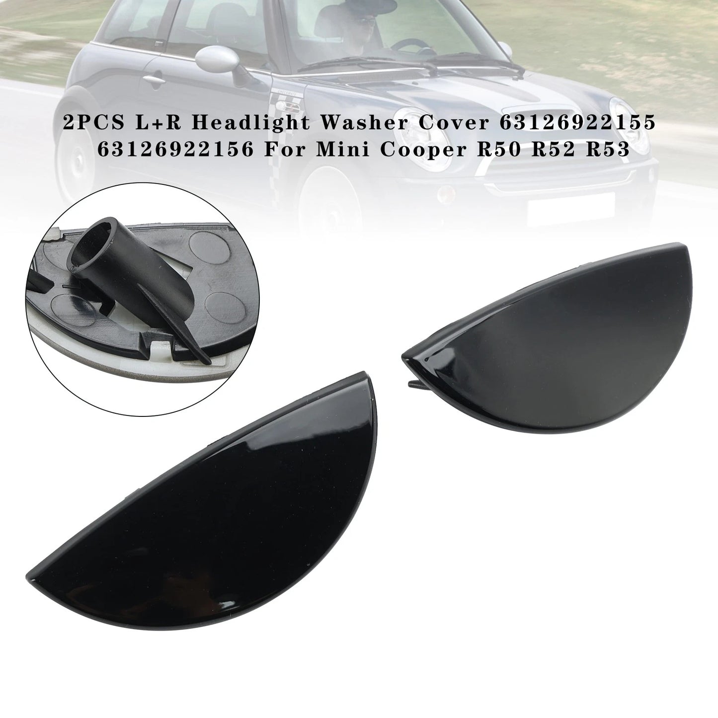 2X Headlight Washer Cover 63126922155 63126922156 for Mini Cooper R50 R52 (2002–2008)