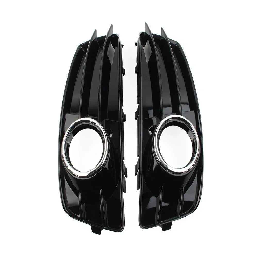 Front Bumper Fog Light Grille Covers with Chrome Ring for Audi A3 (09-12)