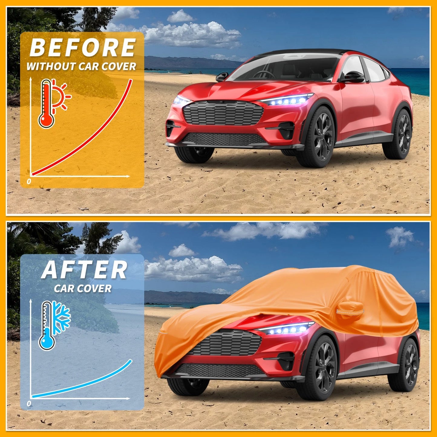 Waterproof All Weather Car Cover for Ford Mustang Mach  210D-PU