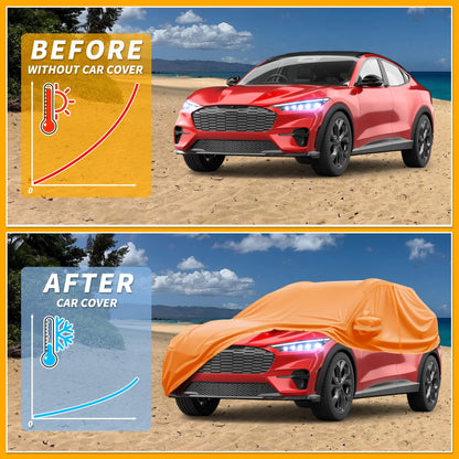 Waterproof All Weather Car Cover for Ford Mustang Mach  210D-PU