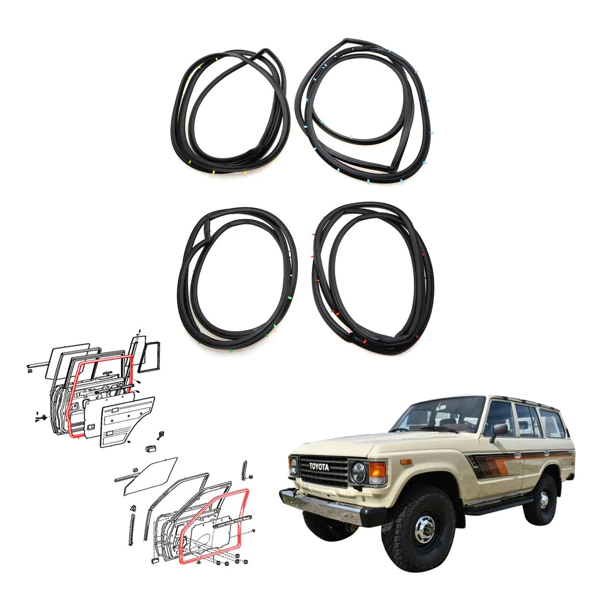 Weatherstrip for Toyota Land Cruiser BJ60 BJ61 FJ62 HJ60 (1980–1987)