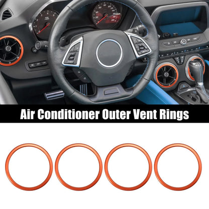 4 x AC Outer Vent Ring Trim Covers for Chevrolet Camaro (2016-2020) Orange