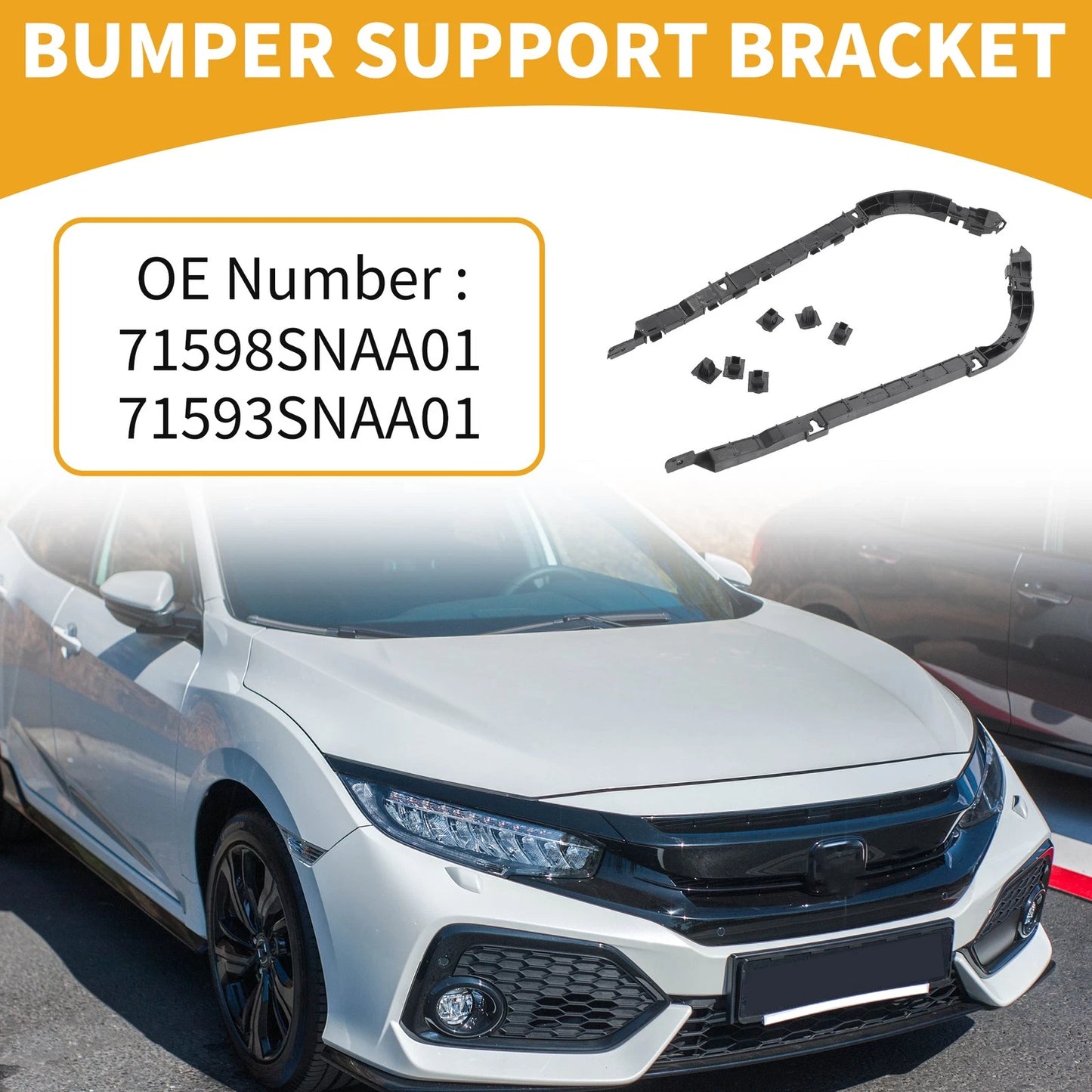 Set of 2 LH RH Side Rear Bumper Support Brackets for Honda Civic (2006–2011)