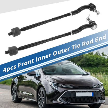 Set of 4 Front Inner Outer Tie Rod End Links for Toyota RAV4, Scion TC