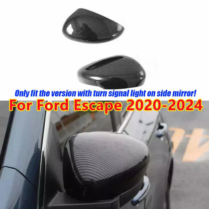 2 x Carbon Fiber Look Side Rearview Mirror Cover Trim Caps for Ford Escape (2020–2024)