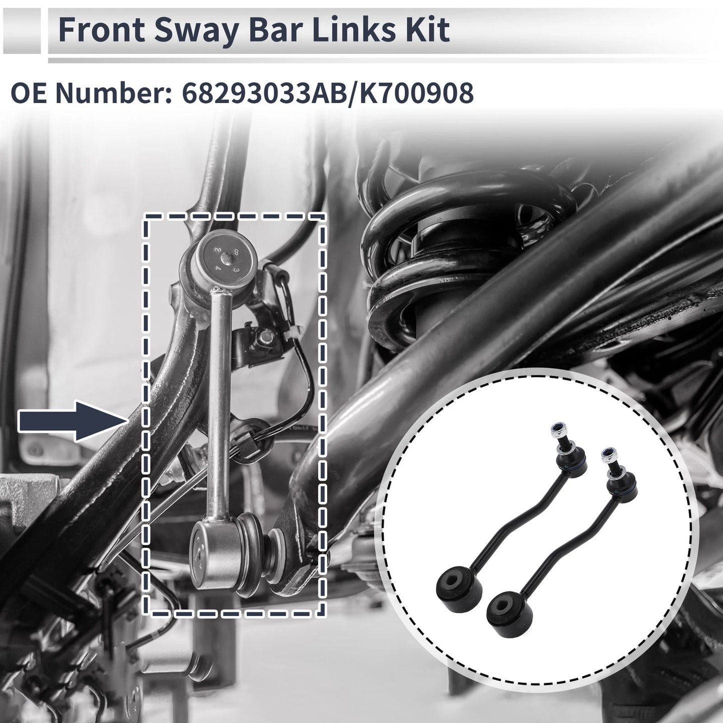 Set of 2 Front Stabilizer Bar Links for Jeep Gladiator (2020–2022) No. 68293033AB/K700908