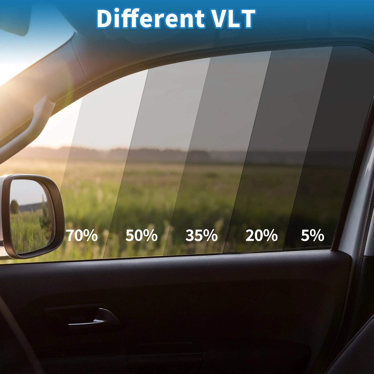 Car Window Tint Film for Various Models (Light Blue VLT 75% IRR 91% UVR 99.5%)