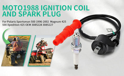 Ignition Coil & Spark Plug for Polaris Sportsman 500 4X4 HO 6x6 (1996–2002)