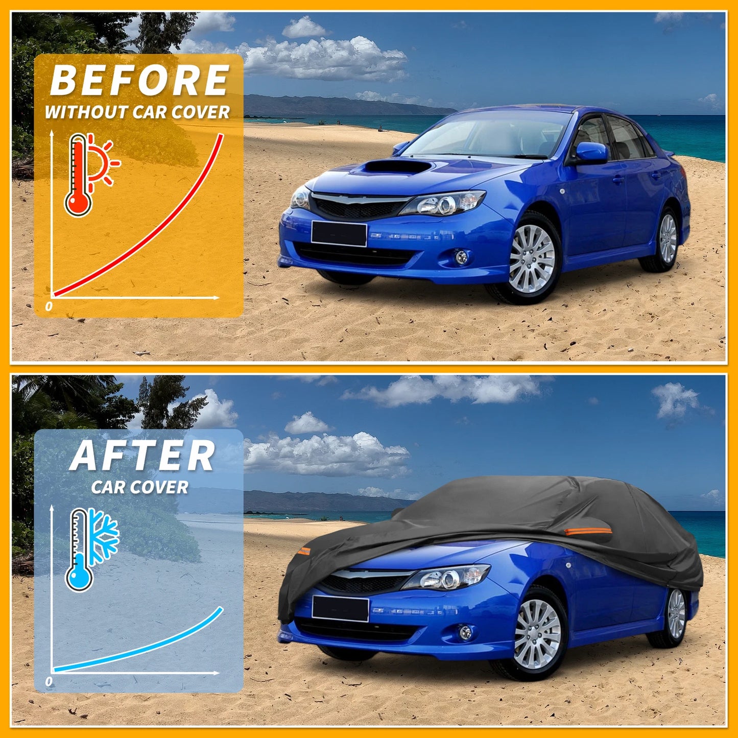 Waterproof All Weather Car Cover for Subaru Impreza Sedan (190T-PU)