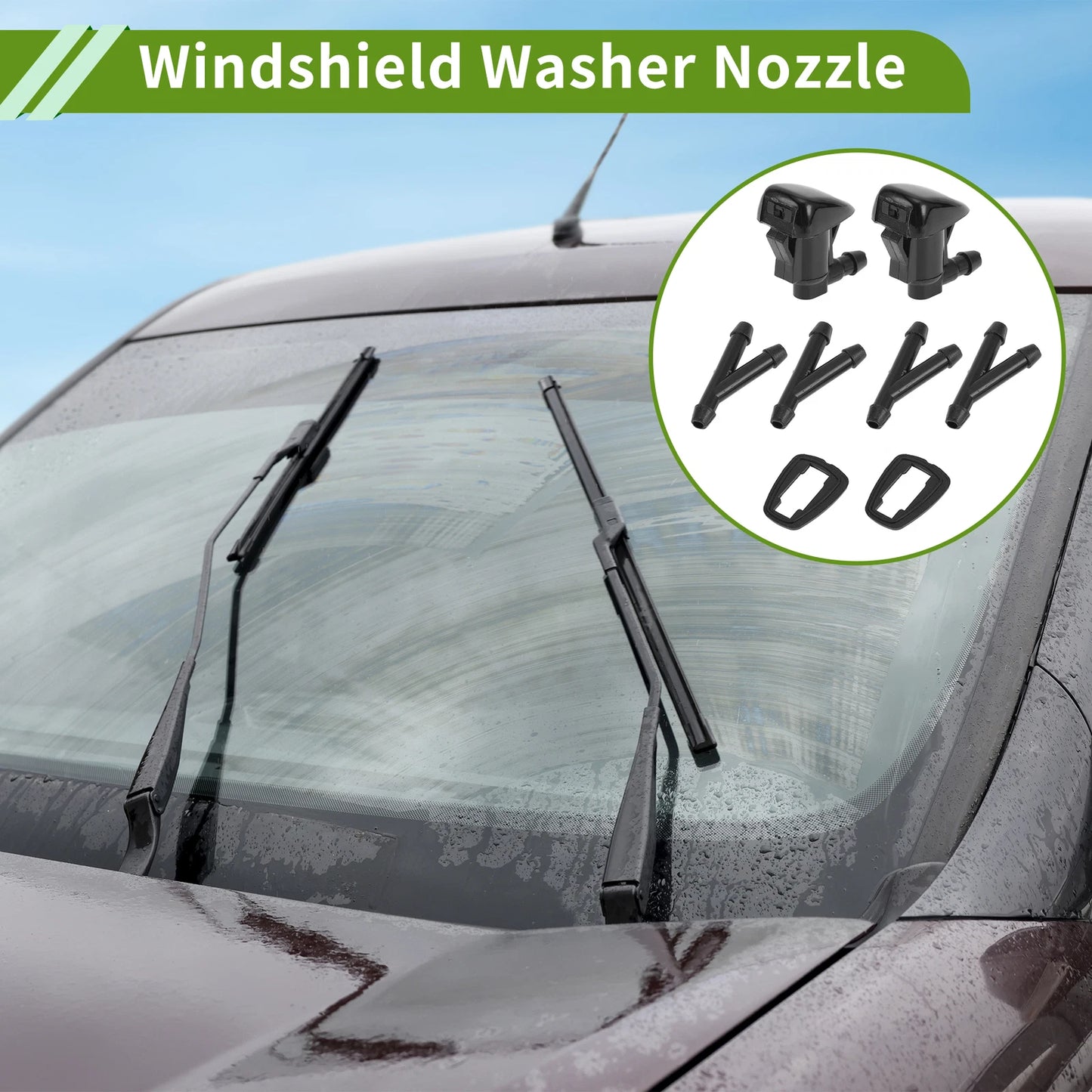 Windshield Washer Nozzle Set with Hose Connector for Pontiac (No. 15247800)