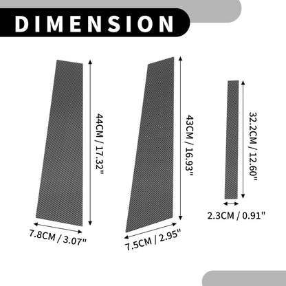 6 Pcs Car Pillar Window Trim for BMW 3 Series E90 (2005–2012) Black Carbon Fiber