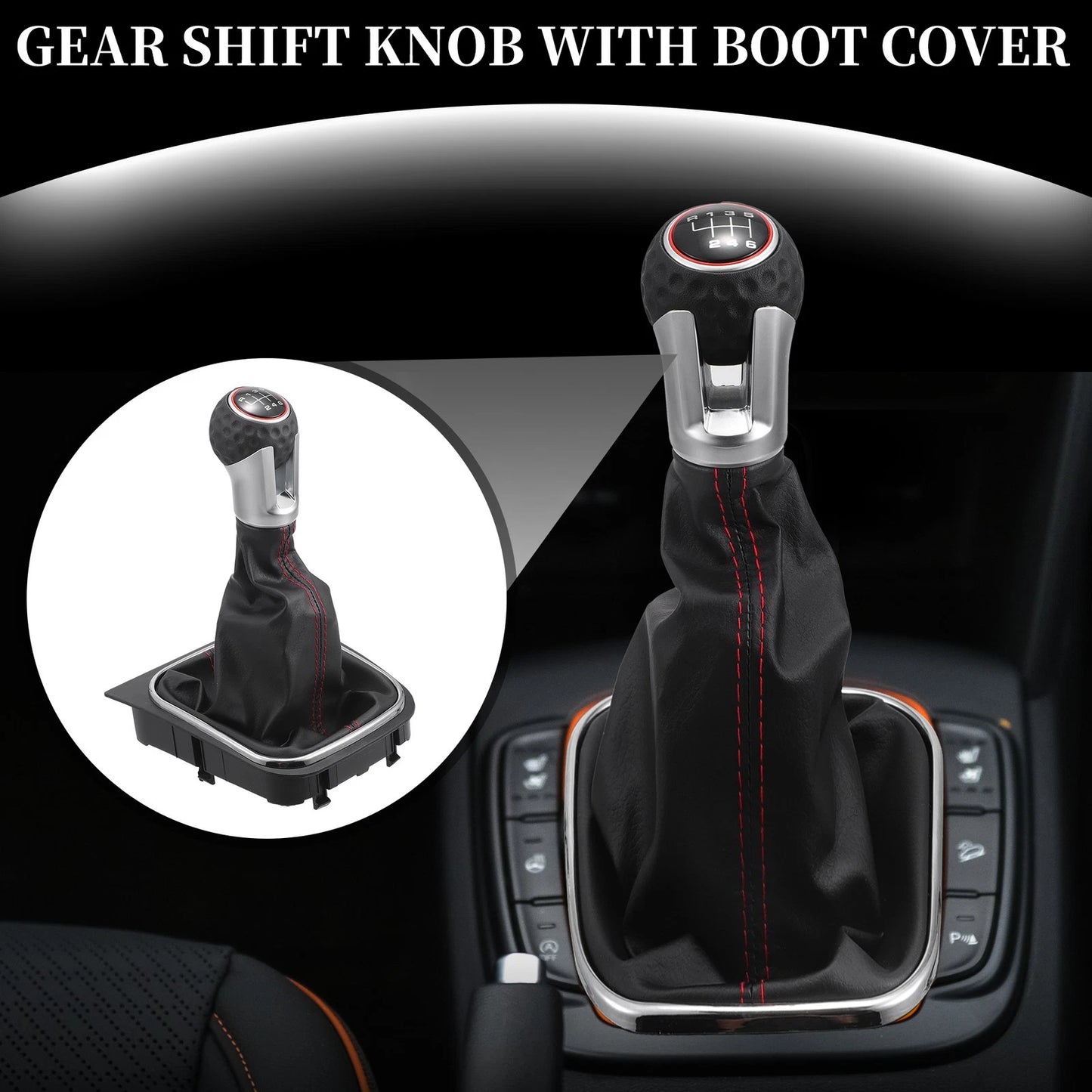 6 Speed Manual Shift Knob with Boot Cover for VW Golf 5 (2003–2008) Faux Leather
