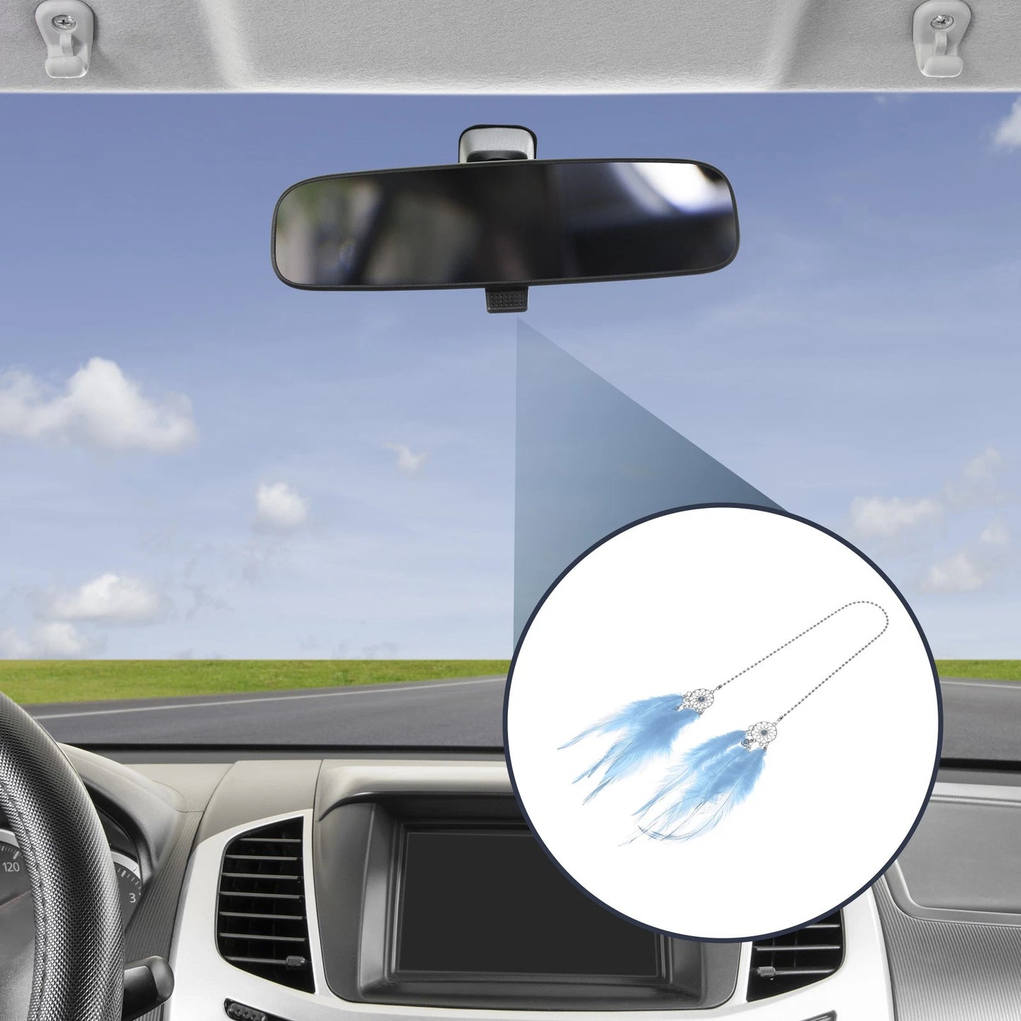 Feather Dream Catcher Rear View Mirror Pendant for Universal Cars (1 Pc)