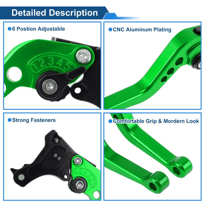Short Brake Clutch Levers for BMW F650GS (2008–2012) Green 1 Pair