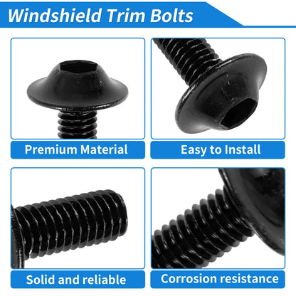 Windshield Bolts for Honda Dirt Bike (Most Models) - Aluminum Rubber Black