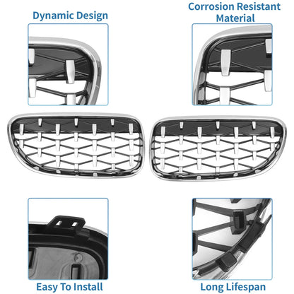 Front Hood Bumper Grille Grill 1 Pair for BMW 335is 328i xDrive (2010 - 2013)