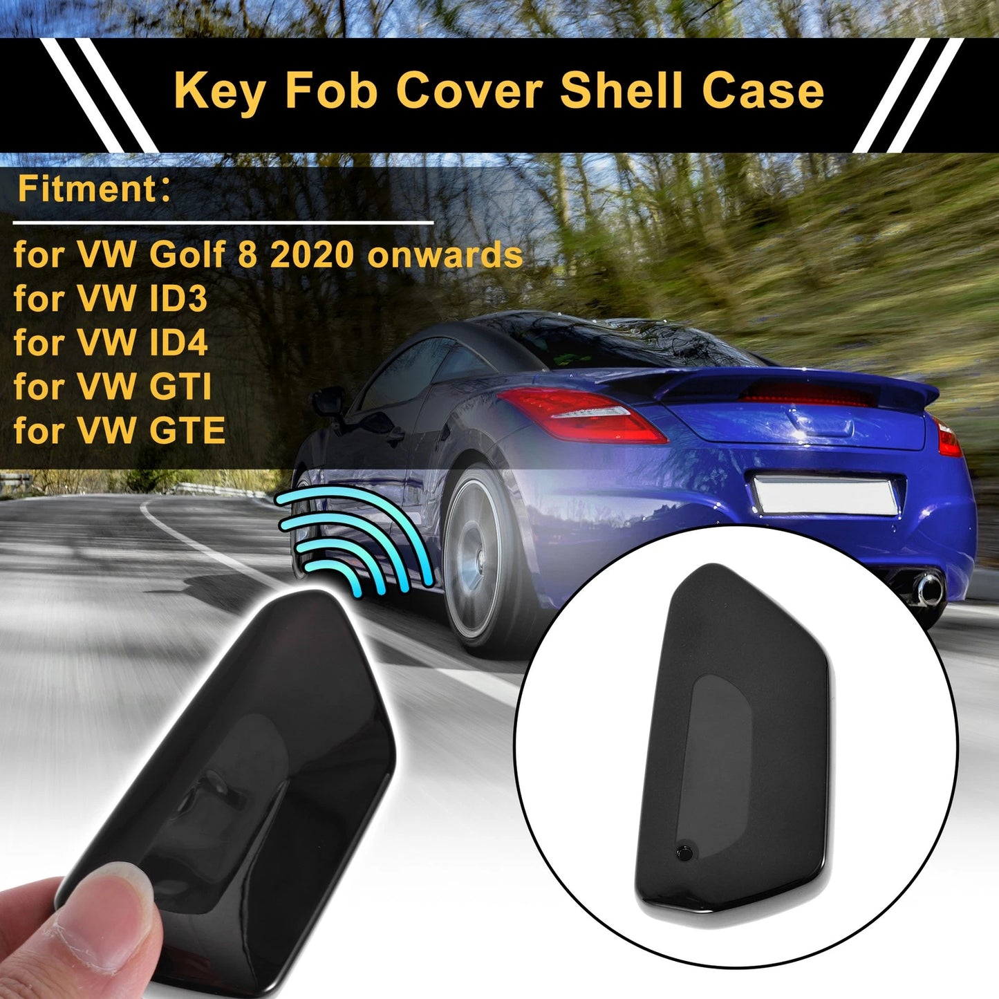 Black TPU Car Key Case for VW Golf 8 (2020–Present) - 3 Buttons