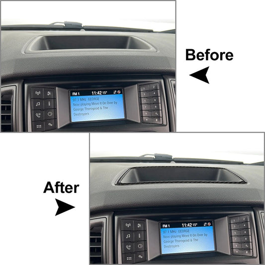 Carbon Fiber Black Dashboard Storage Box Cover Trim for Ford Ranger (2019–2022)