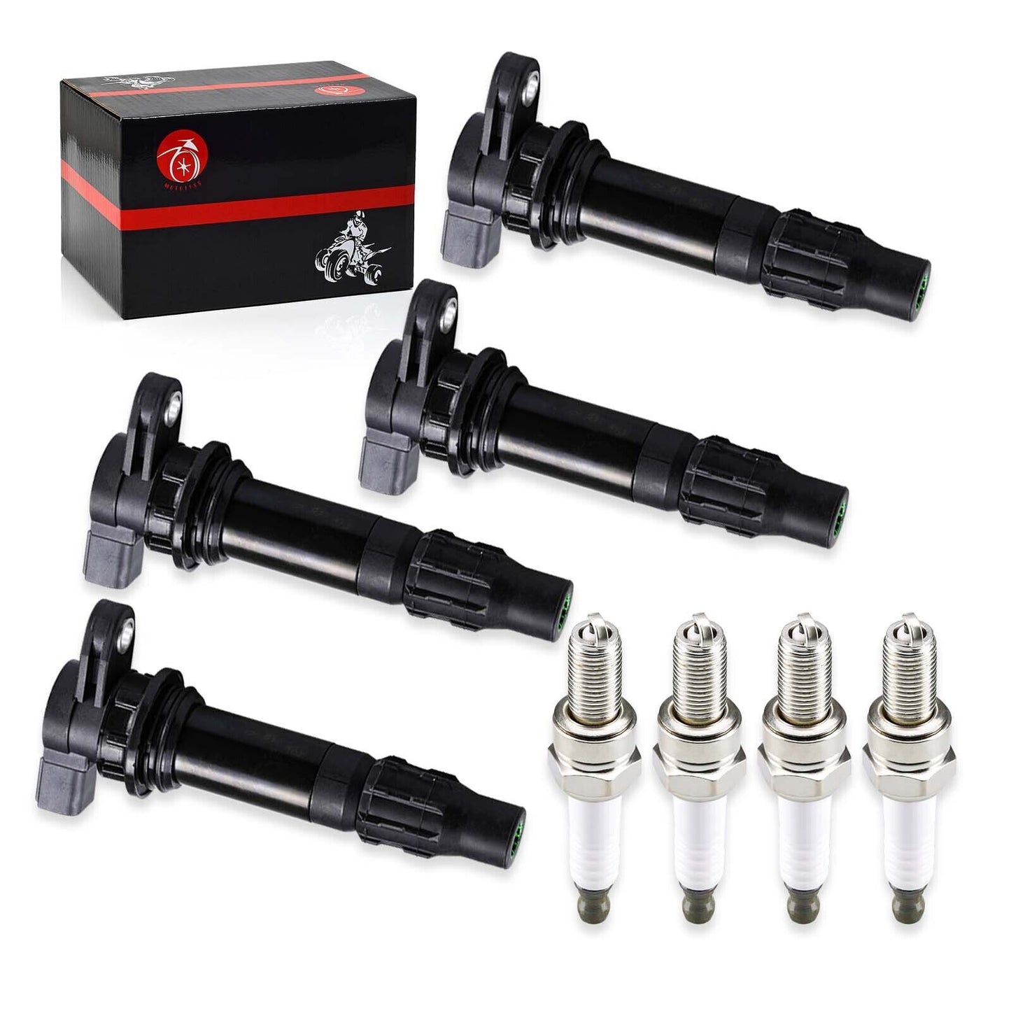 Set of 4 Ignition Coils & Spark Plugs for Yamaha Wave Runner VX Cruiser (2000–2023)