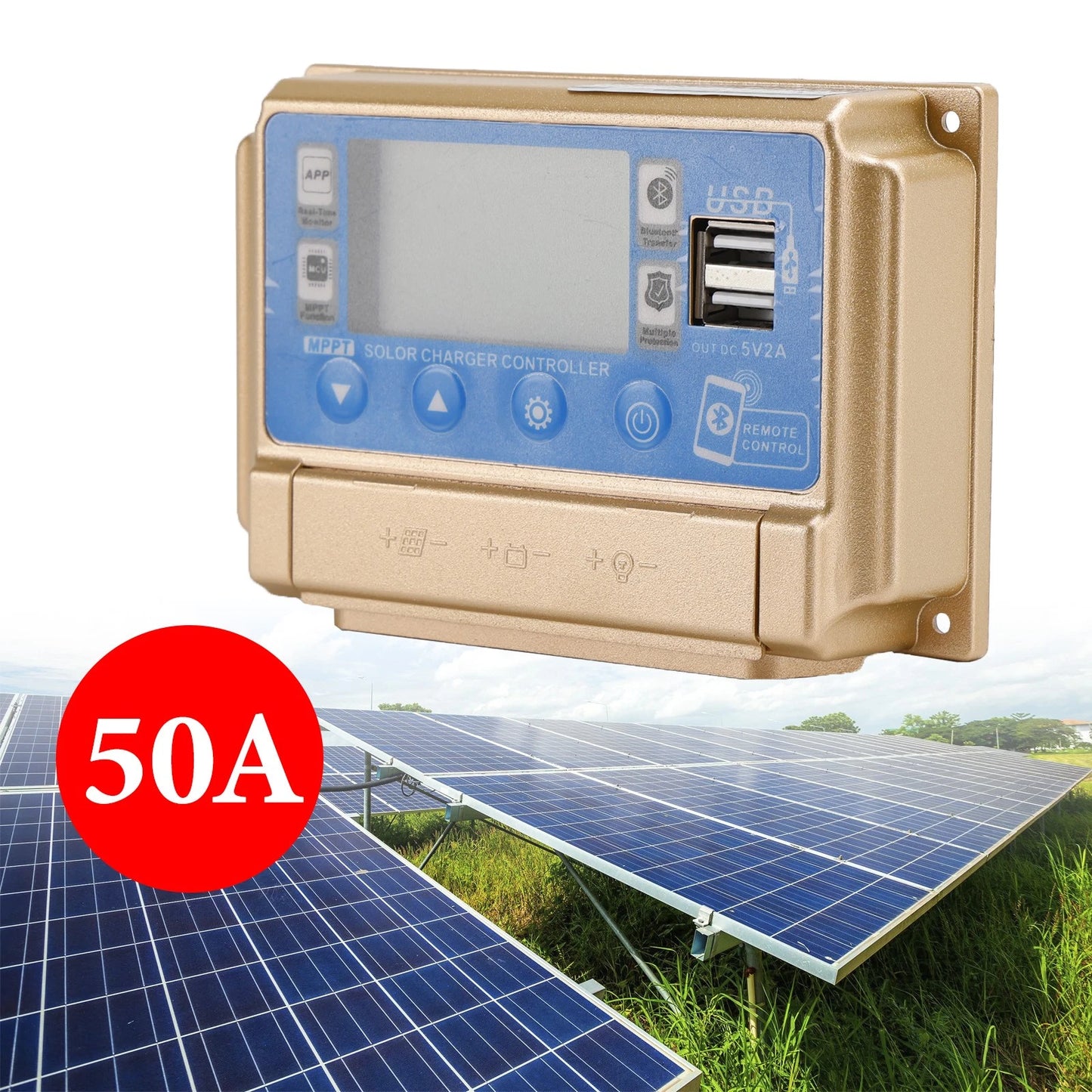 50A MPPT Solar Charge Controller for 12V/24V Battery (Bluetooth)