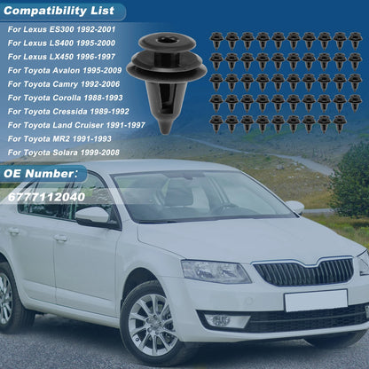 Set of 50 Door Trim Clips for Lexus ES300 (1992–2001) No. 6777112040 Plastic Gray