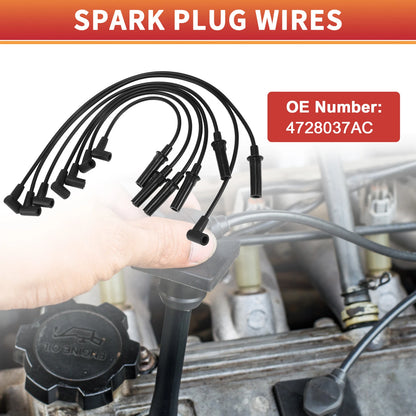 7 Pcs Spark Plug Wire Ignition Coil Cable No. 4728037AC for Dodge Dakota (1999–2003)