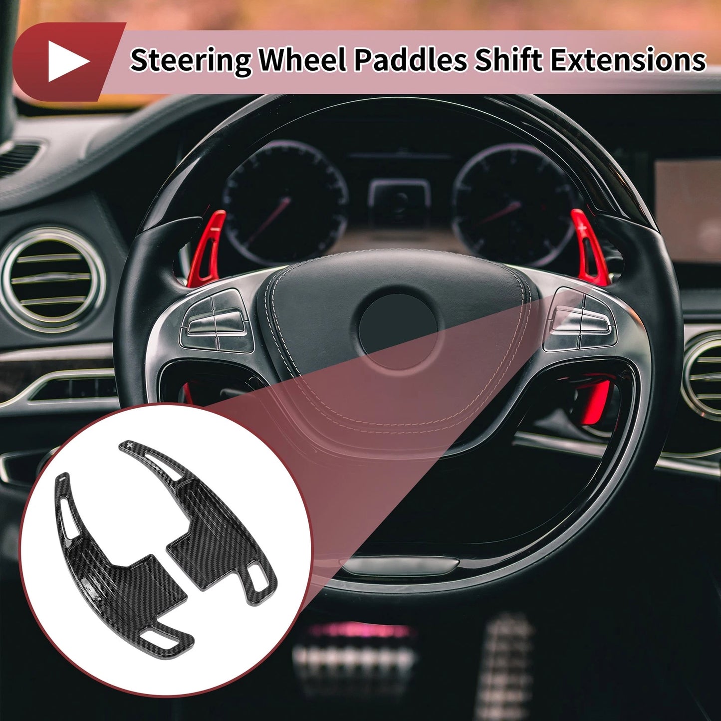 Set of 2 Black Plastic Steering Wheel Paddles for Ford Mustang (2015–2023)