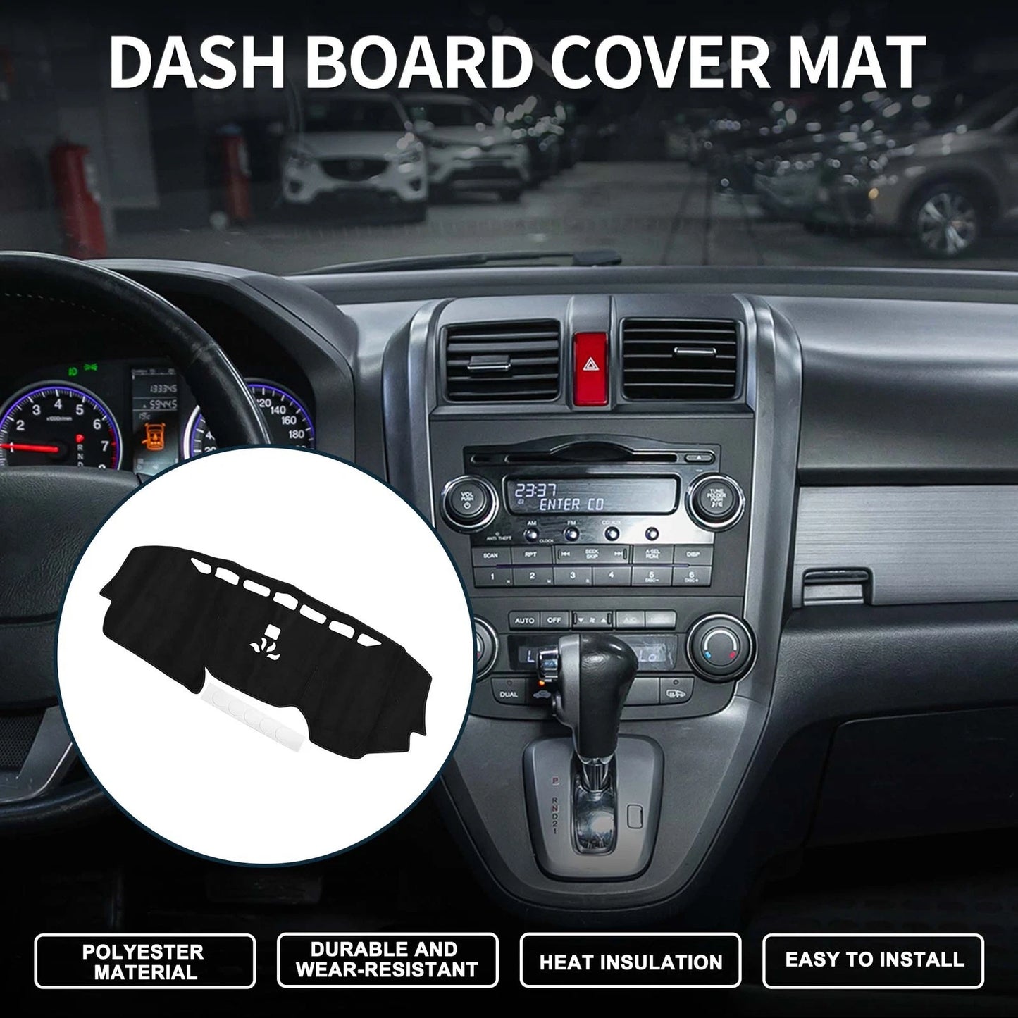 Dashboard Cover Mat for Honda CR-V (2017–2022) Sun Protector Black